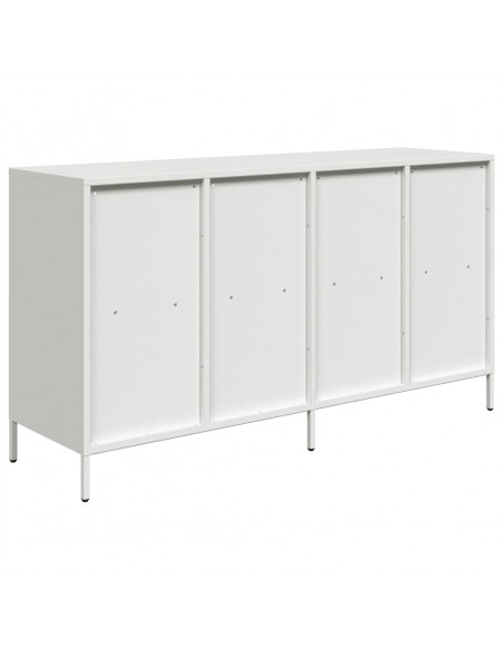 Credenza Bianca 135x39x73,5 cm in Acciaio Laminato a Freddo
