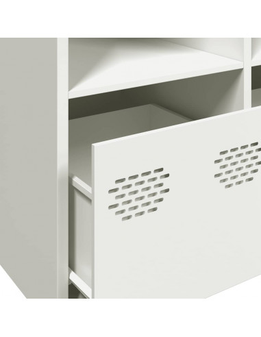 Credenza Bianca 135x39x73,5 cm in Acciaio Laminato a Freddo