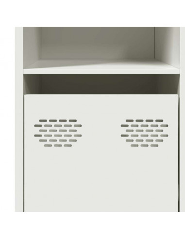 Credenza Bianca 135x39x73,5 cm in Acciaio Laminato a Freddo