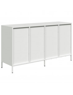 Credenza Bianca 135x39x73,5 cm in Acciaio Laminato a Freddo
