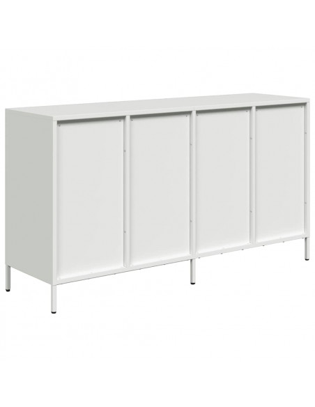 Credenza Bianca 135x39x73,5 cm in Acciaio Laminato a Freddo