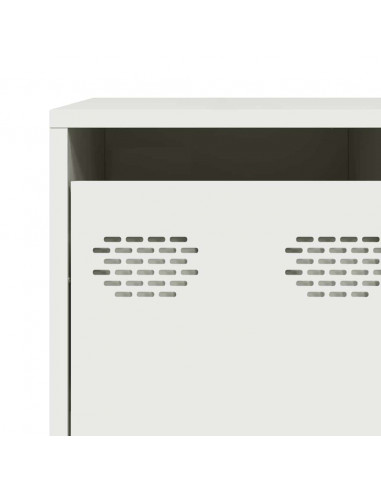 Credenza Bianca 135x39x73,5 cm in Acciaio Laminato a Freddo