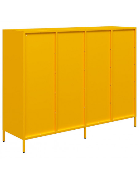Credenza Giallo Senape 135x39x103,5 cm Acciaio Laminato Freddo