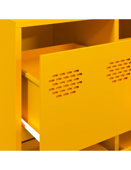 Credenza Giallo Senape 135x39x103,5 cm Acciaio Laminato Freddo