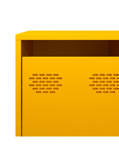 Credenza Giallo Senape 135x39x103,5 cm Acciaio Laminato Freddo