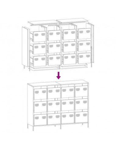Credenza Giallo Senape 135x39x103,5 cm Acciaio Laminato Freddo