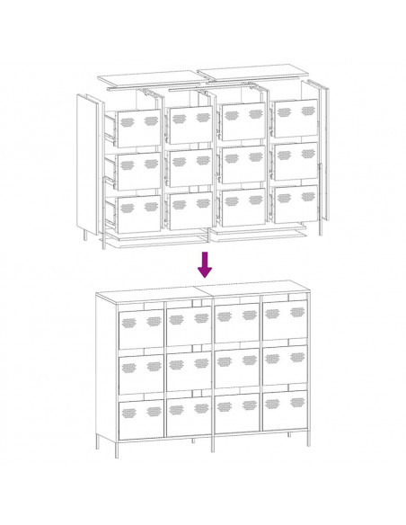 Credenza Giallo Senape 135x39x103,5 cm Acciaio Laminato Freddo