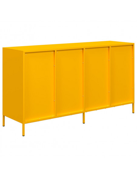Credenza Giallo Senape 135x39x73,5 cm Acciaio Laminato a Freddo