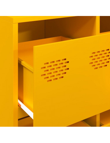 Credenza Giallo Senape 135x39x73,5 cm Acciaio Laminato a Freddo