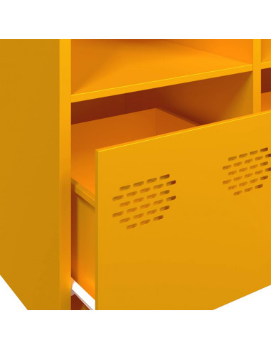 Credenza Giallo Senape 135x39x73,5 cm Acciaio Laminato a Freddo