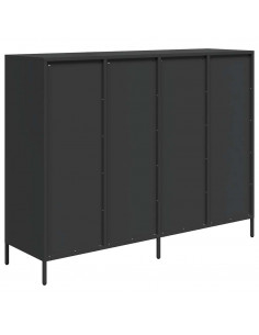 Credenza Nera 135x39x103,5 cm in Acciaio Laminato a Freddo