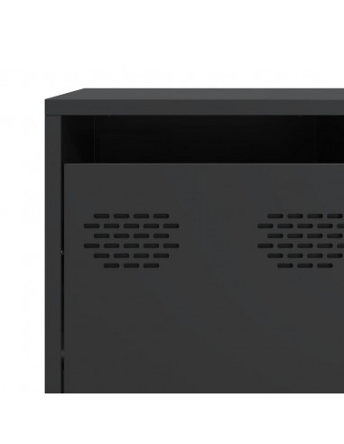 Credenza Nera 135x39x103,5 cm in Acciaio Laminato a Freddo