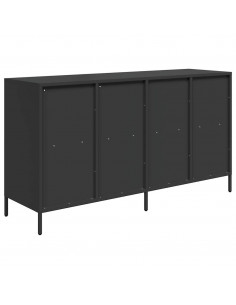 Credenza Nera 135x39x73,5 cm in Acciaio Laminato a Freddo