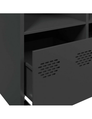 Credenza Nera 135x39x73,5 cm in Acciaio Laminato a Freddo
