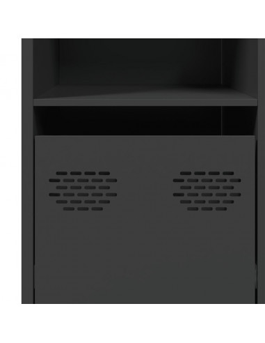 Credenza Nera 135x39x73,5 cm in Acciaio Laminato a Freddo