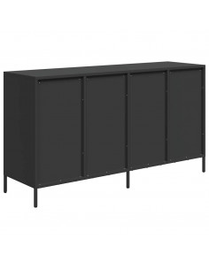 Credenza Nera 135x39x73,5 cm in Acciaio Laminato a Freddo