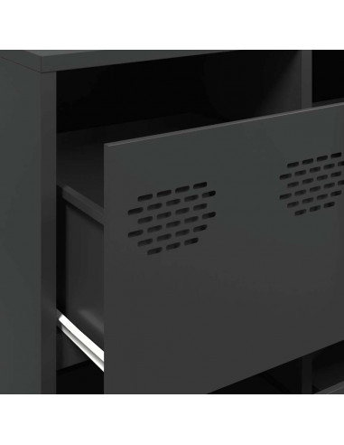 Credenza Nera 135x39x73,5 cm in Acciaio Laminato a Freddo