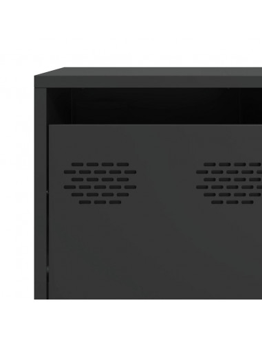 Credenza Nera 135x39x73,5 cm in Acciaio Laminato a Freddo