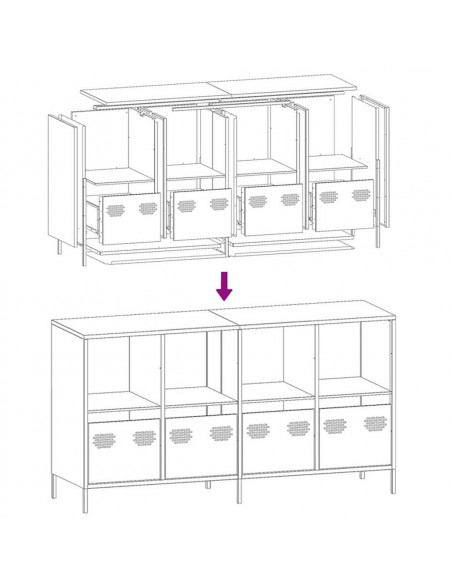 Credenza Rosa 135x39x73,5 cm in Acciaio Laminato a Freddo