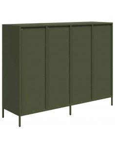 Credenza Verde Oliva 135x39x103,5 cm Acciaio Laminato a Freddo