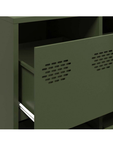 Credenza Verde Oliva 135x39x103,5 cm Acciaio Laminato a Freddo