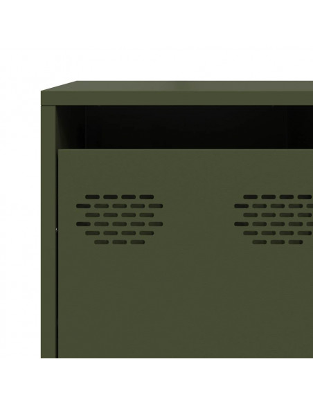 Credenza Verde Oliva 135x39x103,5 cm Acciaio Laminato a Freddo
