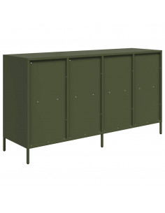 Credenza Verde Oliva 135x39x73,5 cm Acciaio Laminato a Freddo