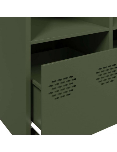 Credenza Verde Oliva 135x39x73,5 cm Acciaio Laminato a Freddo