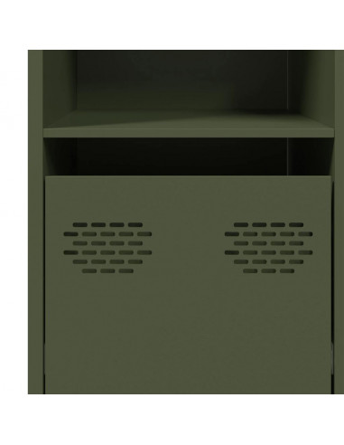 Credenza Verde Oliva 135x39x73,5 cm Acciaio Laminato a Freddo