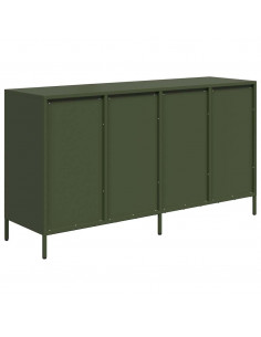 Credenza Verde Oliva 135x39x73,5 cm Acciaio Laminato a Freddo