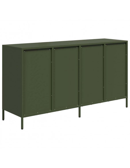 Credenza Verde Oliva 135x39x73,5 cm Acciaio Laminato a Freddo