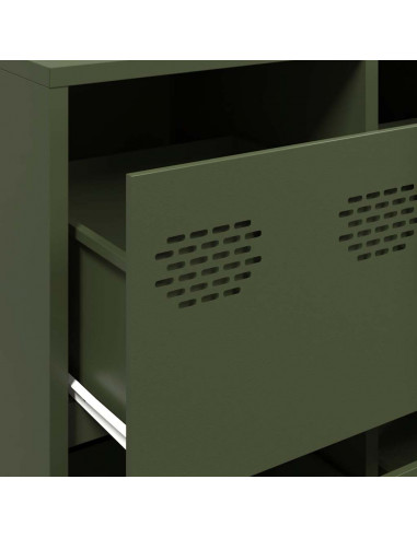Credenza Verde Oliva 135x39x73,5 cm Acciaio Laminato a Freddo