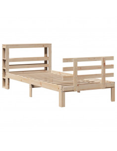 Giroletto con Testiera 100x200 cm Legno Massello di Pino 2