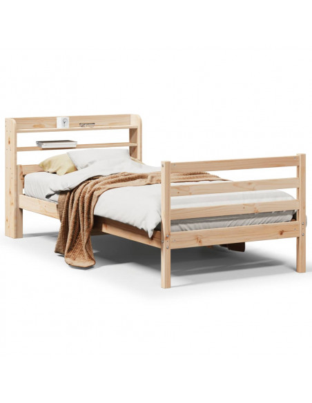 Giroletto con Testiera 100x200 cm Legno Massello di Pino