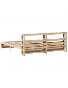 Giroletto con Testiera 200x200 cm in Legno Massello di Pino 2