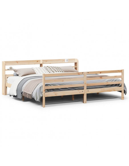 Giroletto con Testiera 200x200 cm in Legno Massello di Pino