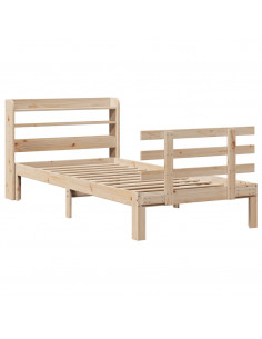 Giroletto con Testiera 90x200 cm in Legno Massello di Pino 2