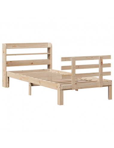 Giroletto con Testiera 90x200 cm in Legno Massello di Pino