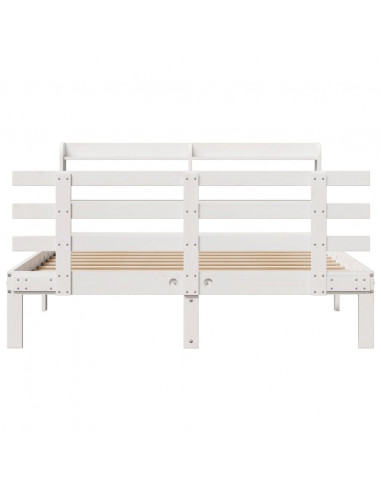 Giroletto con Testiera Bianco 135x190 cm Legno Massello di Pino