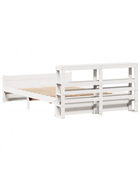 Giroletto con Testiera Bianco 135x190 cm Legno Massello di Pino