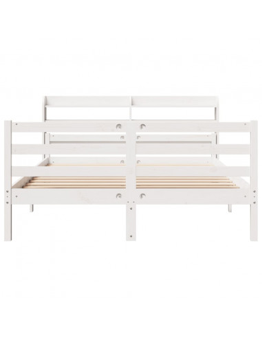 Giroletto con Testiera Bianco 135x190 cm Legno Massello di Pino