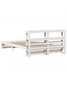 Giroletto con Testiera Bianco 150x200 cm Legno Massello di Pino 2