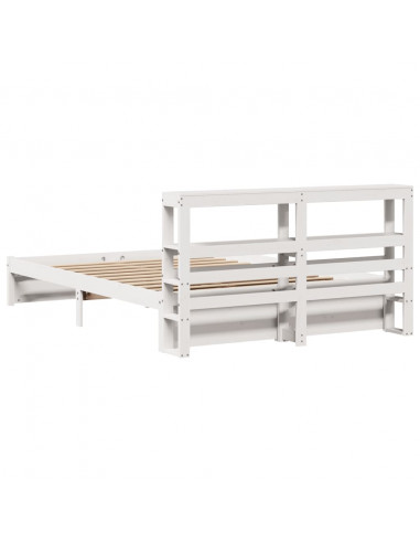 Giroletto con Testiera Bianco 150x200 cm Legno Massello di Pino