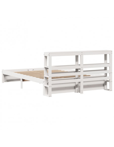 Giroletto con Testiera Bianco 150x200 cm Legno Massello di Pino