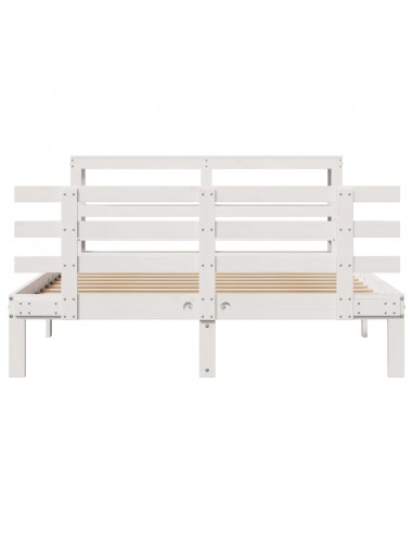 Giroletto con Testiera Bianco 150x200 cm Legno Massello di Pino