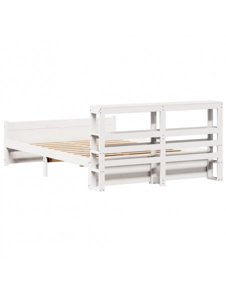 Giroletto con Testiera Bianco 150x200 cm Legno Massello di Pino