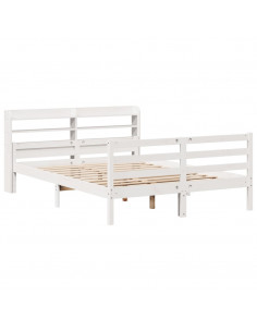 Giroletto con Testiera Bianco 150x200 cm Legno Massello di Pino 2