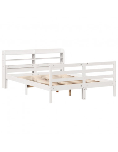 Giroletto con Testiera Bianco 150x200 cm Legno Massello di Pino