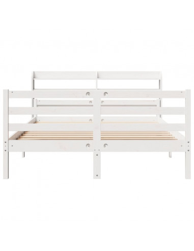 Giroletto con Testiera Bianco 150x200 cm Legno Massello di Pino