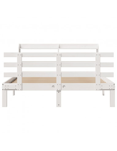 Giroletto con Testiera Bianco 150x200 cm Legno Massello di Pino